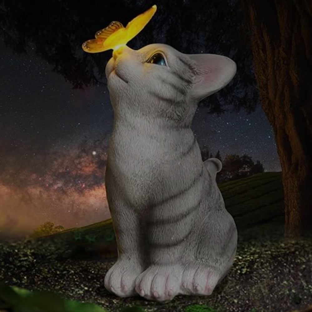 New Cat Figurine Light Butterfly Solar Figurine